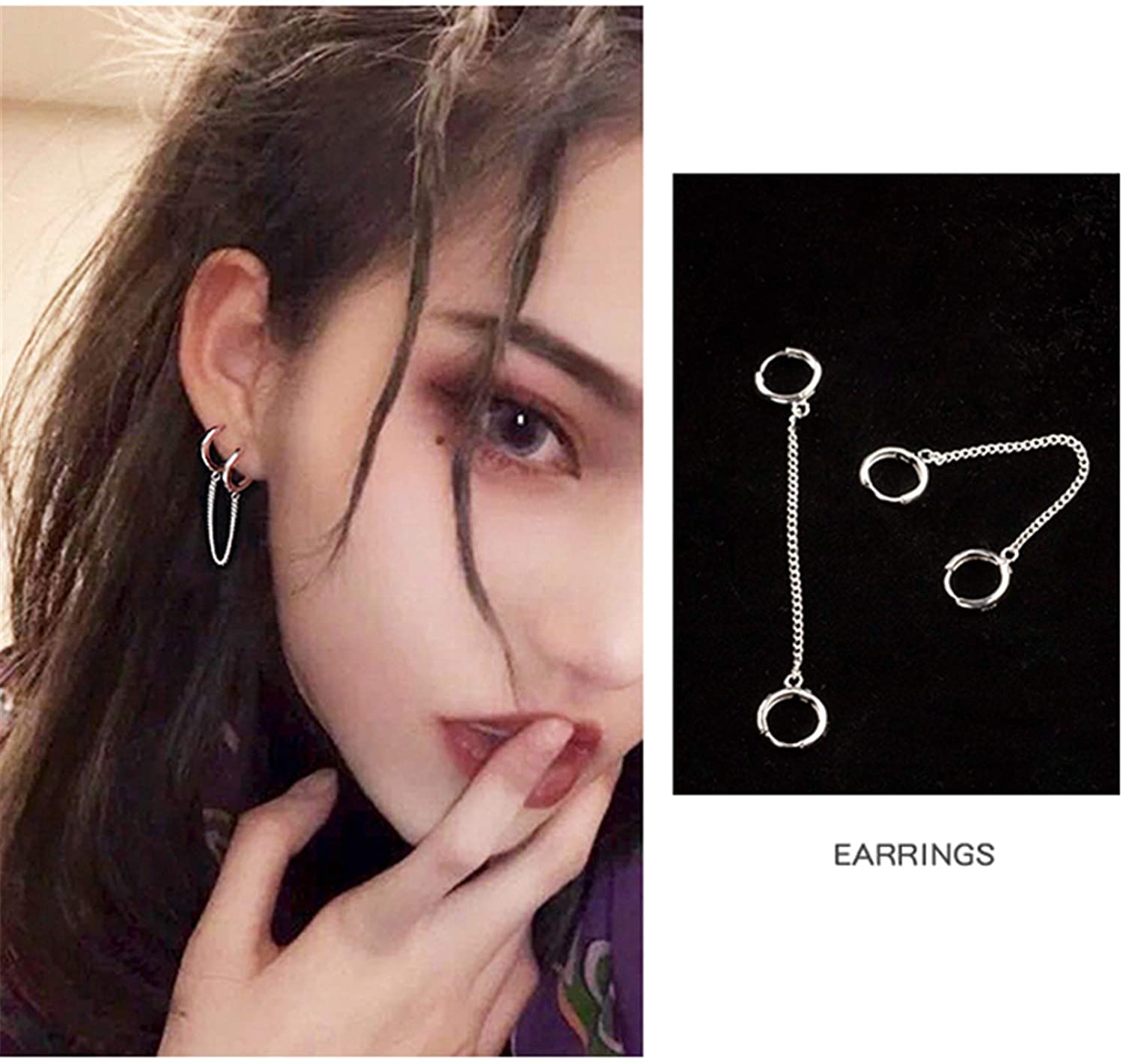Unique Corn Chain Hoop Earrings 14K Gold Plated Double Piercing Earrings Dainty Small Huggie Hoop Minimalist Chain Cuff Earrings for Women Jewelry Gift
