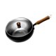 thumbnail image 5 of Wok de hierro con tapa, mango ergonómico de madera, sartén para saltear, wok chino. 28 centímetros, 5 of 9