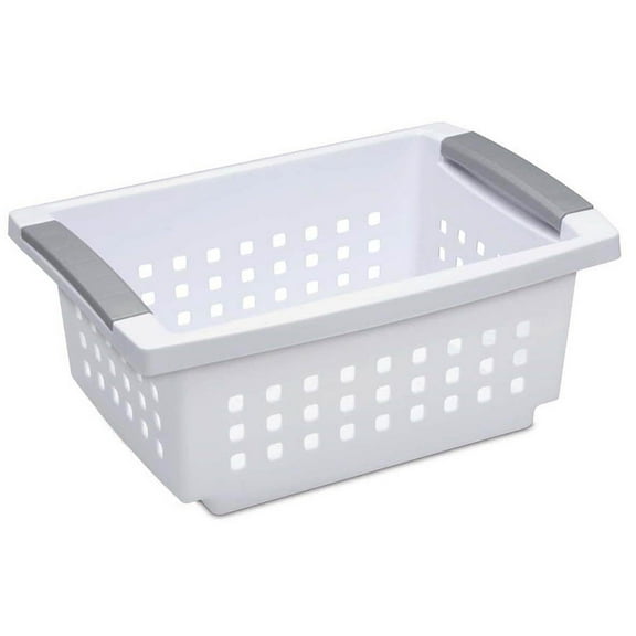 Sterilite Small Stacking Basket w/ Titanium Accents, White (24 Pack)