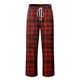 thumbnail image 5 of Men's Pajama Pants Ultra Lightweight Plaid Pjs Bottoms Sleepwear Bottom Pants with Pocket Drawstring Wide Leg Stright Sleep Pants (24-Brick Red, X-Large), 5 of 6