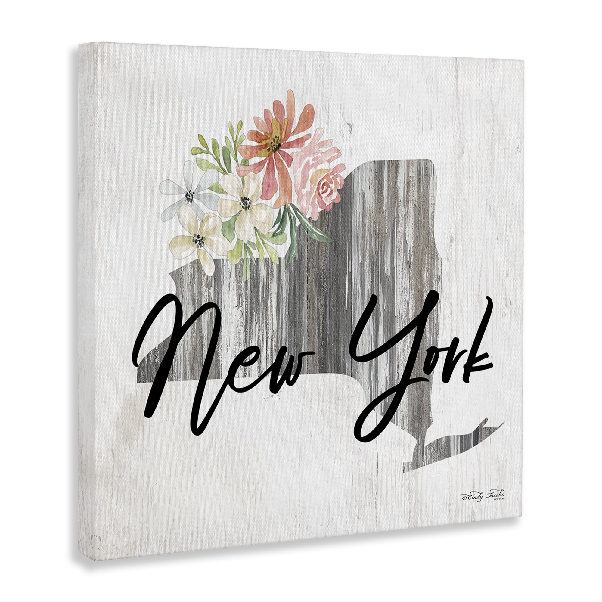 Stupell Industries Shabby Chic New York Botanical & Floral Painting Gallery Wrapped Canvas Art Print Wall Art, 30 x 30