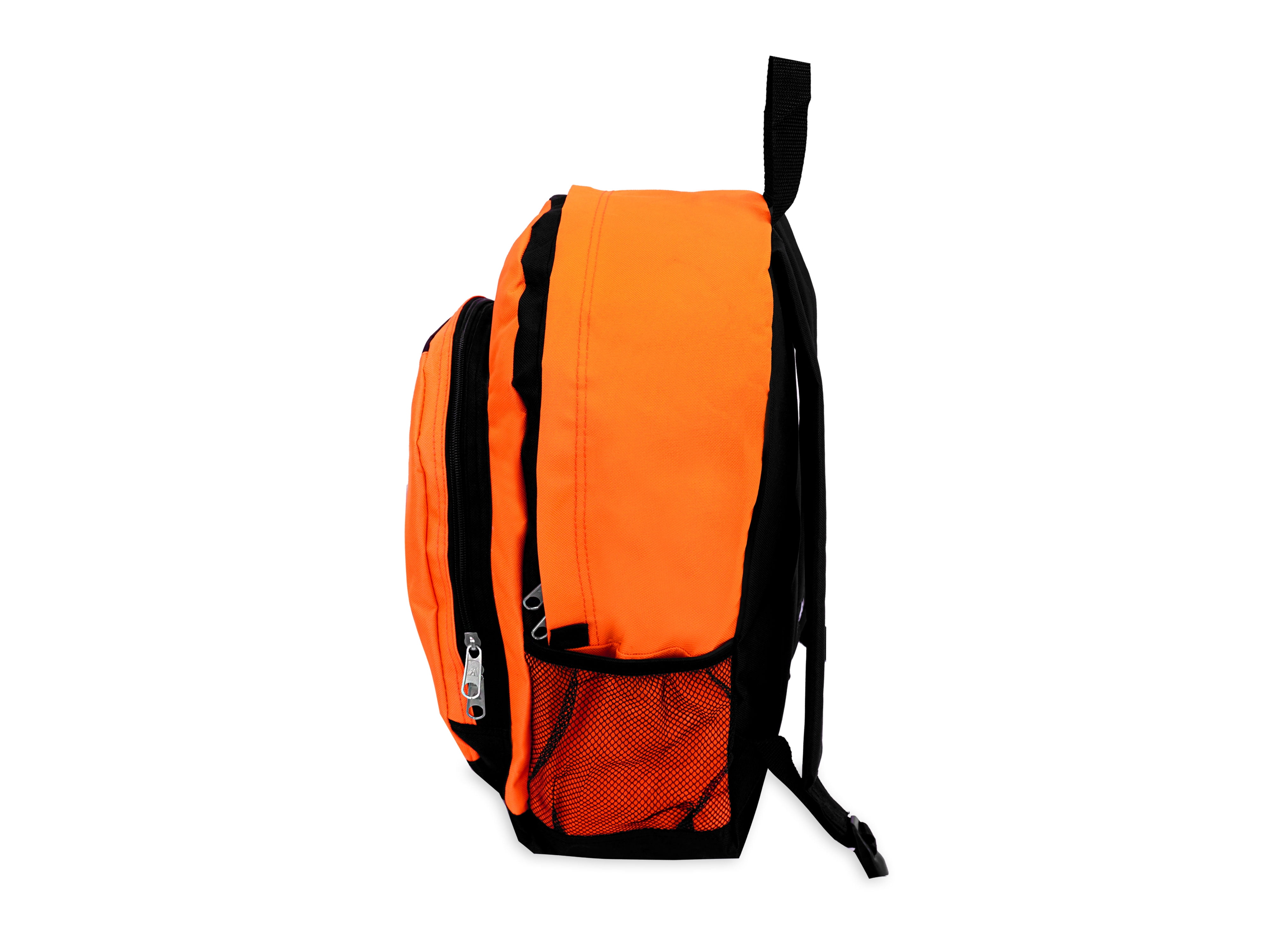 Everest Unisex Backpack with Front and Side Pockets, Orange Black