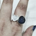 thumbnail image 4 of Blue Sapphire Ring, Rough Blue Sapphire Ring, September Birthstone, Adjustable Heart, 925 Sterling Silver, Womens Ring, Christmas, Thanksgiving, Handmade, Statement Jewelry, Rough Gemstone Jewelry, 4 of 5