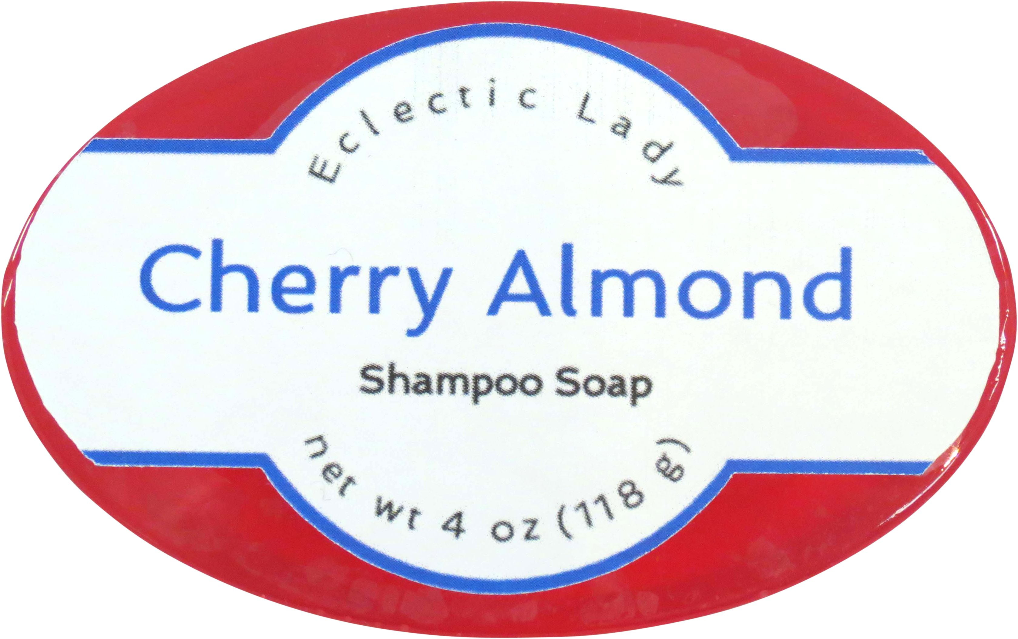 Cherry Almond Shampoo Soap Bar By Eclectic Lady with Pure Argan Oil, Silk Protein, Honey Protein and Extracts of Calendula Flower, Aloe, Carrageenan, Sunflower - 4 oz Bar