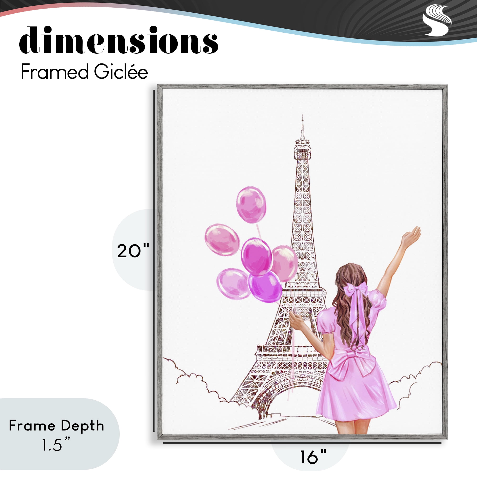 Stupell Industries Chic Paris Celebration Gray Framed Giclee Art, design by Ziwei Li