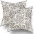 thumbnail image 2 of Taupe Gray Ethnic Boho Throw Pillow Covers 16X16 Inch Set of 2 Bohemian Carpet Pattern Vintage Pillow Cases Grey Floral Pillow Cover Farmhouse Home Decor for Sofa Couch Porch Outdoor, 2 of 5