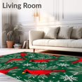 thumbnail image 2 of ODIKA 4'x6' Machine Washable Non-Slip Area Rug, Enchanted Woodland Cardinal Snowflake Christmas Floor High Traffic Rug, Green, 625144, 2 of 7