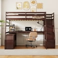 thumbnail image 3 of Harper & Bright Designs Full Size Loft Bed with Desk and Storage Stairs, Wood Loft Bed Full with 7 Drawers & Shelve, High Loft Bed with Desk for Boys Girls, Espresso, 3 of 16