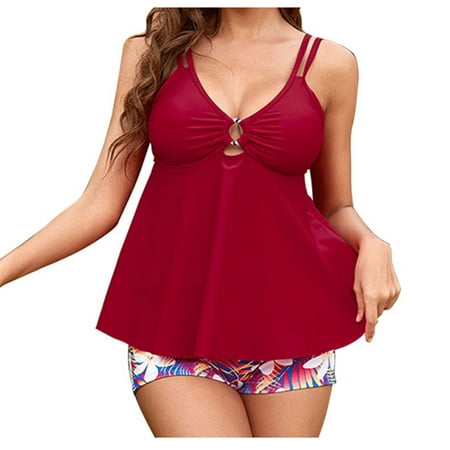 

Bikinis Swimsuit for Women Swimsuit Women One Piece Swimsuits for Women Two Piece Bathing Suits Floral Print Tank Tops with Boyshorts Tummy Control Swimming Suits Mens Swimming Trunks Red S