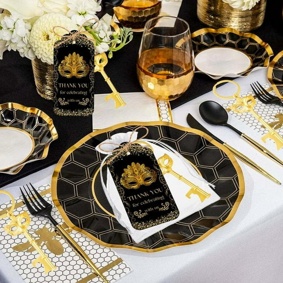 50Pcs Mask Design Bottle Openers for Masquerade Party, Wedding Favors, Bridal Shower, Baby Shower with Thank You Tags and Bags