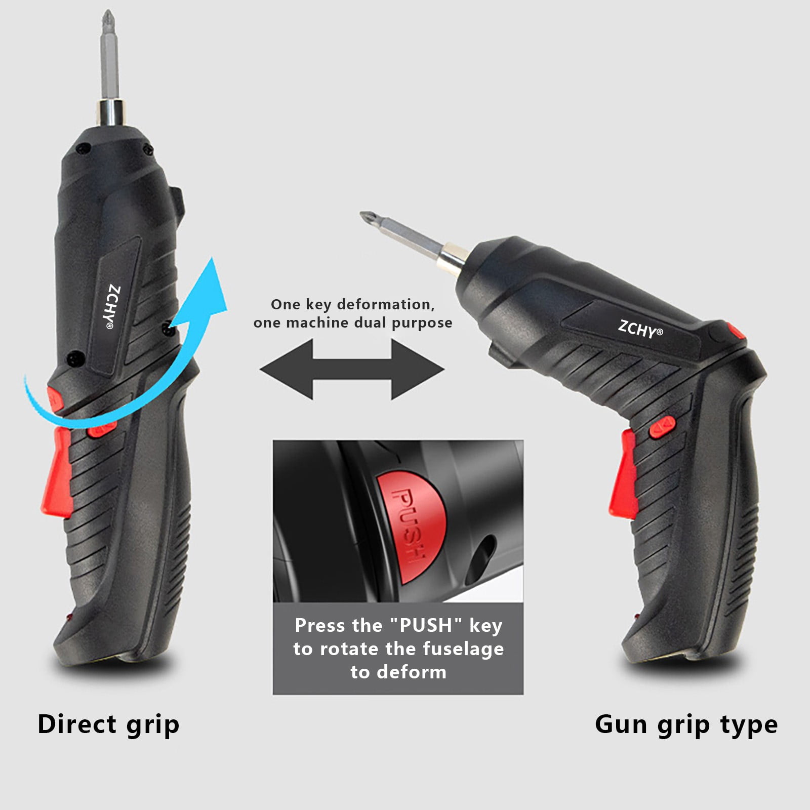 Specollect 5Pcs Electric Screwdriver, 3.6V Wireless Screwdriver Rechargeable with Screwdriver Bit, 2 Position Handle LED Light, Flexible Shaft, Micro USB, Carrying Case, Easy for Small Home Projects