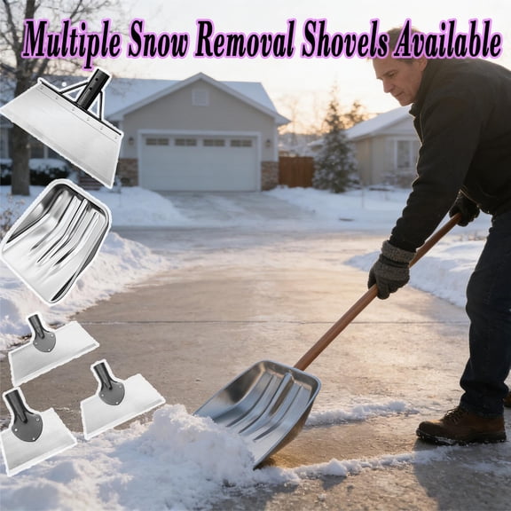 8.3" with 4ft Stainless Steel Rod Functional Outdoor Cleaning Shovel with Ergonomic Handle, Snow Removal Shovel for Driveway Garden and Yard, Heavy Duty Winter Tool for Ice Snow Cleaning, HAODEJW