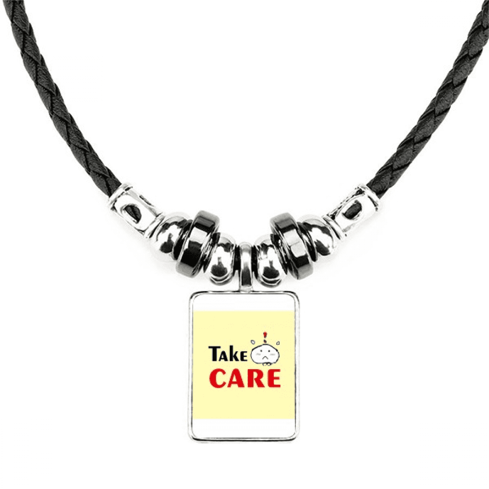 Collier d'Avertissement Attentionné Bracelet en Cuir Pendentif