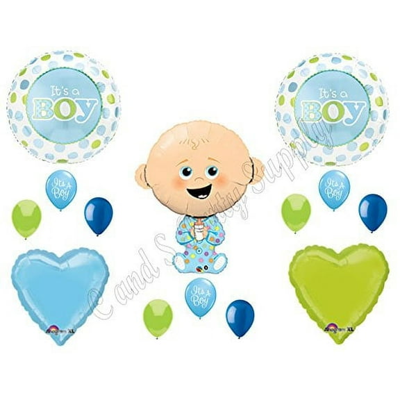 NEW! IT'S A BOY Baby Shape Shower Balloons Decoration Supplies Bottle Dots