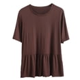 thumbnail image 1 of Birdeem T-Shirt Femme Col Rond Couleur Unie Manches Courtes Ample, 1 of 12