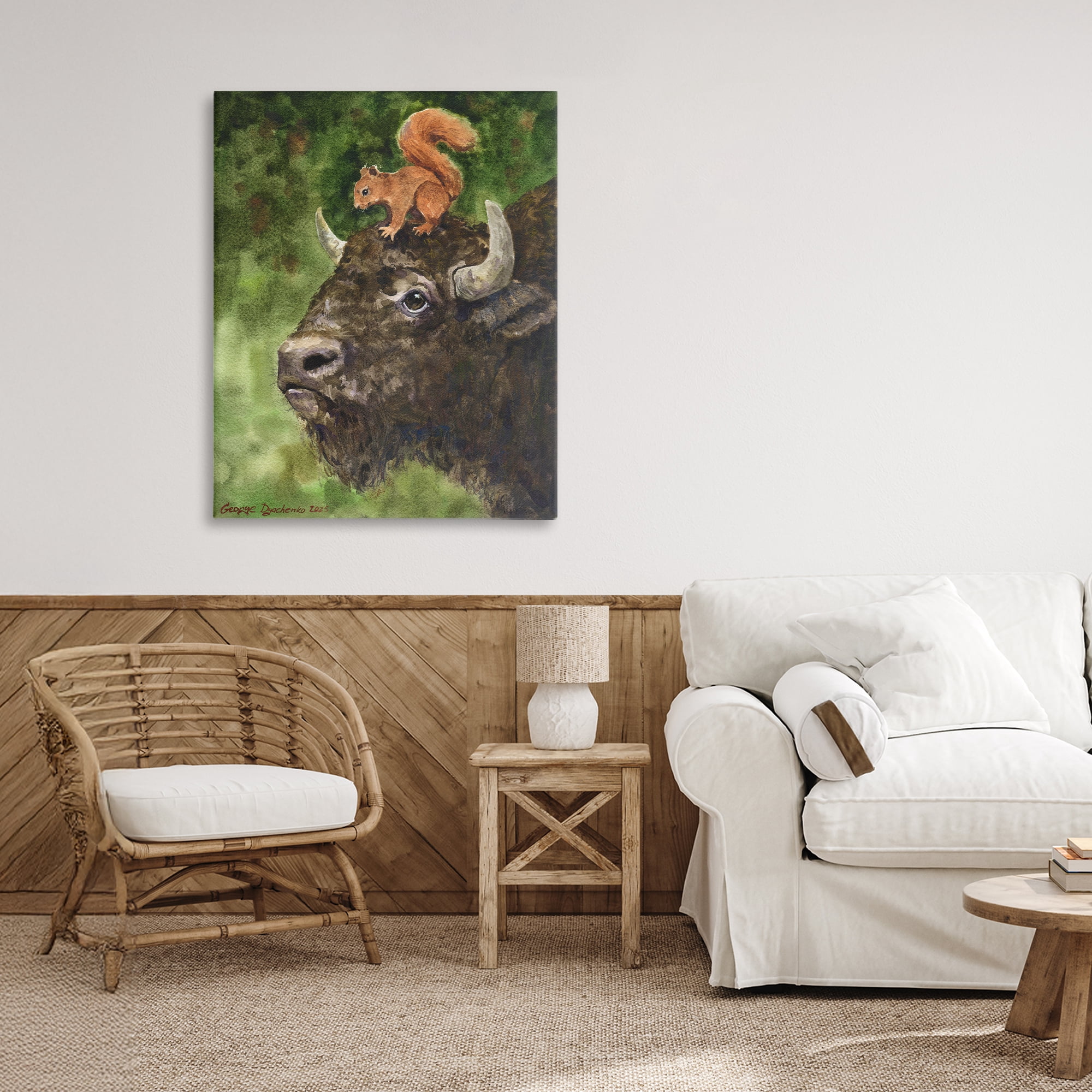 Stupell Industries Bison & Squirrel Duo Canvas Wall Art, design by George Dyachenko