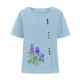 thumbnail image 2 of HAOTAGS Women Blouse Casual Tunic,Short Sleeve Tie Waist Button Front Breathable Tops Blue 4XL, 2 of 2