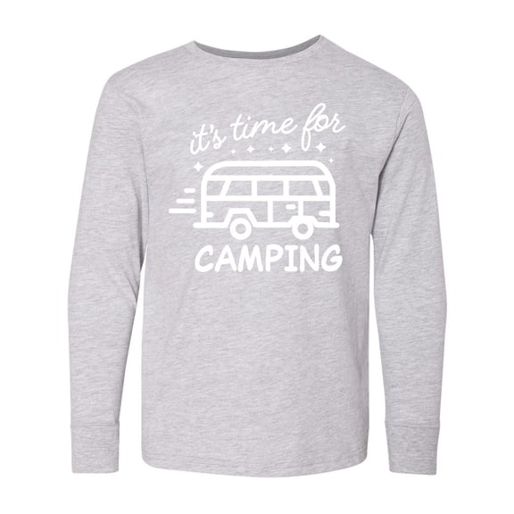 Inktastic It's Time For Camping with Camper Long Sleeve Youth T-Shirt