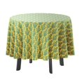 thumbnail image 1 of Vargottam Indoor/OutdoorRoundTablecloth 58 InchRoundTablecloth Waterproof PatioTableCloths,Spring/SummerTableCovers For Backyard CircularTable/Bbqs/Picnic -Yellow & Teal Green, 1 of 8