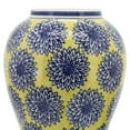thumbnail image 2 of Sagebrook Home Ceramic 14" Temple Jar with Dahlia Flower, Yellow/Blue, 2 of 3