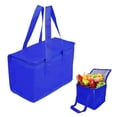 thumbnail image 2 of Qiangzon 2PC Blue Insulated Cooler Bag, 24-Hour Cold Retention, Peva Leak-Proof Liner, Foldable Flat Storage, for Grocery Shopping, Outdoor Picnic, 2 of 4