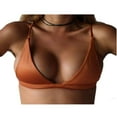 thumbnail image 1 of Womens Summer Halter Bikini Top Sexy Triangle Padded Push Up Bra V-Neck Solid Spaghetti Strap Swimsuit Tops, 1 of 7