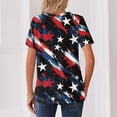 thumbnail image 5 of Women's Patriotic 250th Anniversary USA Shirt V-Neck Button American Flag Print Short Sleeve T-Shirts, 5 of 5