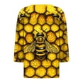 thumbnail image 5 of CYMMPU Spring Tops V Neck 3/4 Sleeve Fall Trendy Shirts Blouses for Women Dressy Casual Bee Printed Tunic Tops Loose Fit Business Elegant Work Tops T-Shirts Multicolor M, 5 of 5