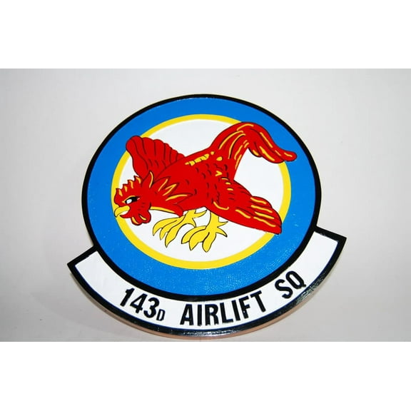 143d Airlift Squadron Plaque,14, Mahogany