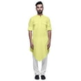 thumbnail image 3 of Atasi Indian Cotton Summer Kurta Mandarin Collar Long Kurta For Men, 3 of 5