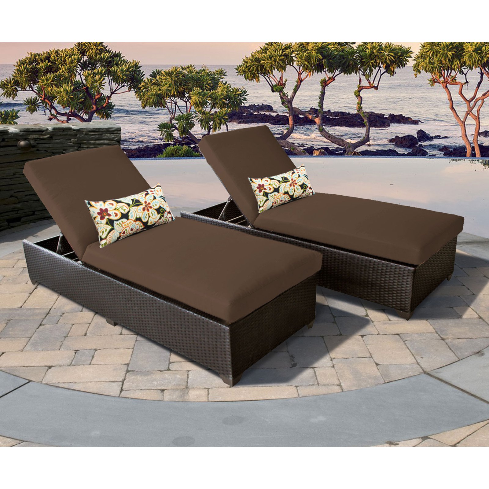 Belle Chaise Set of 2 Outdoor Wicker Patio Furniture-Color:Tangerine - image 5 of 11