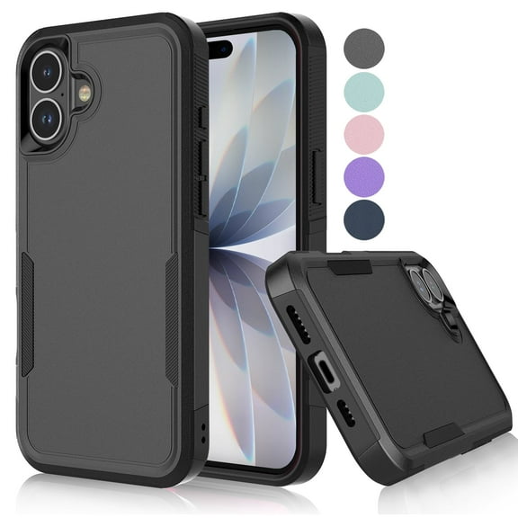 For iphone 17 Case, Shockproof Heavy Duty Rugged Cell Phone Case for Apple iphone 17 Cover, Tekcoo Military Grade Full Body Protection Dual Layer Sturdy Durable Cute Bumper - Black