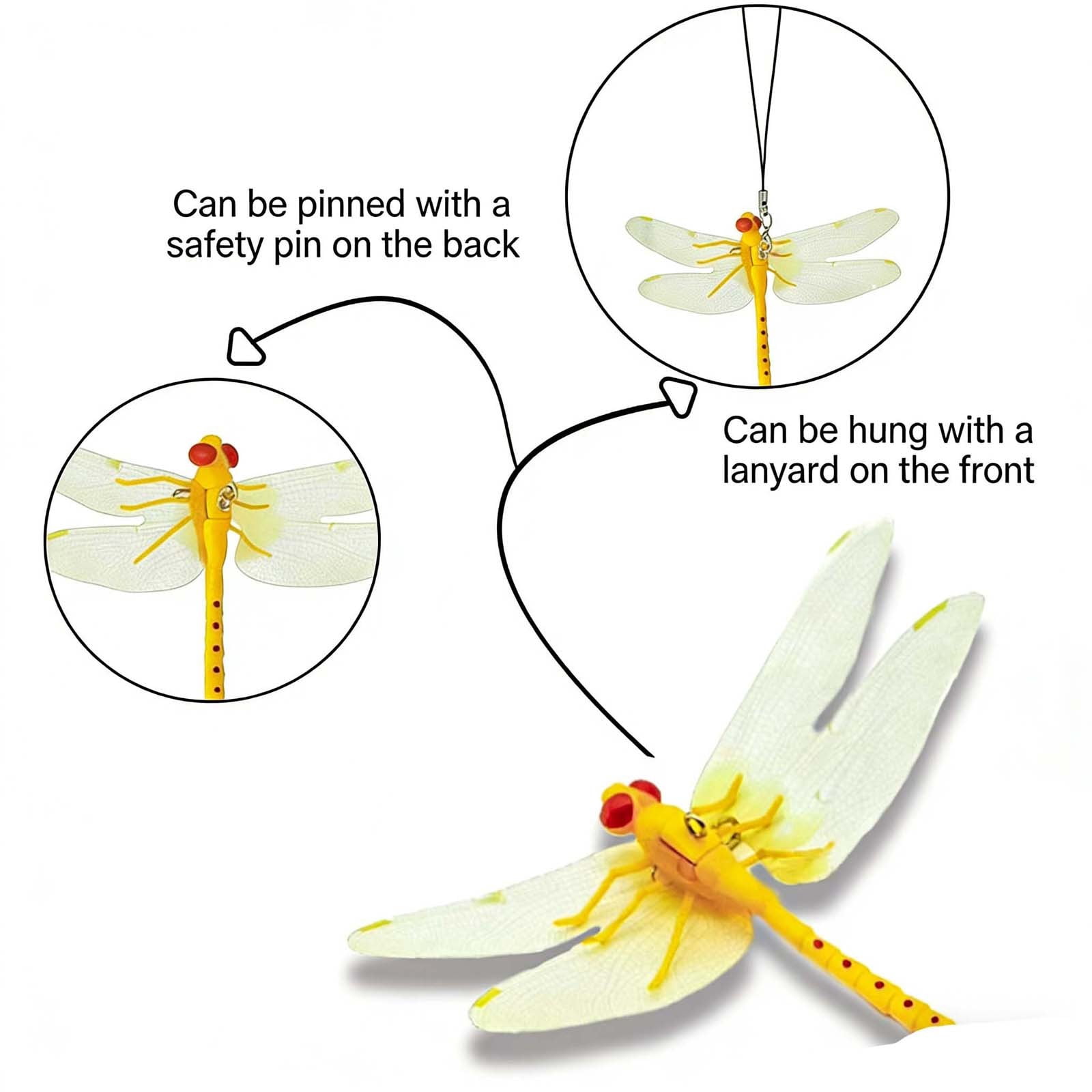 Indoor & Outdoor Fake Dragonfly Clip,Dragonfly Clip Bug Repellent, 3D Dragon Fly Garden Stakes & Hat Simulation Decor, Garden Bird and Fly Scare Devices