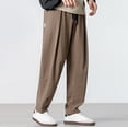 thumbnail image 6 of XINPING Khaki Pants for Men 30x32 Loose Fit Classic Casual Pants Elastic Waistband Drawstring Pants Y2k Wide Leg Pants with Pockets, 6 of 6