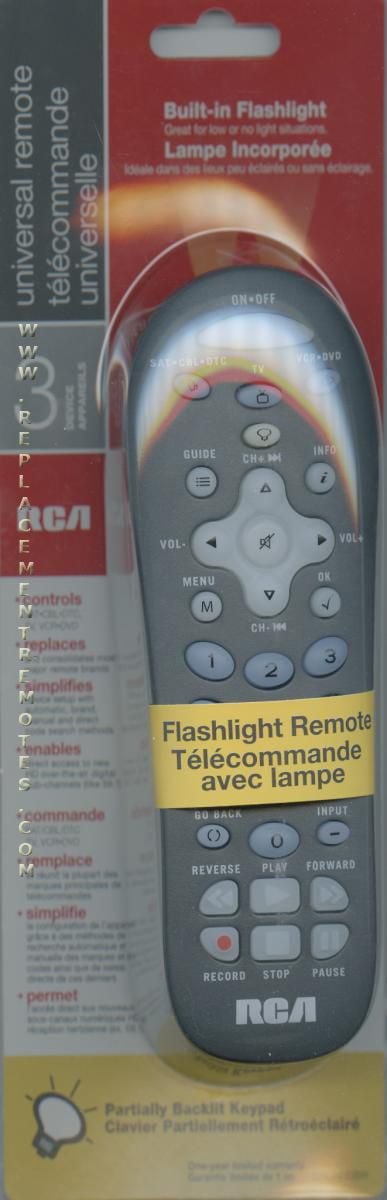 RCA CRCRF03BR (p/n: CRCRF03BR) 3-Device Universal Remote Control (new