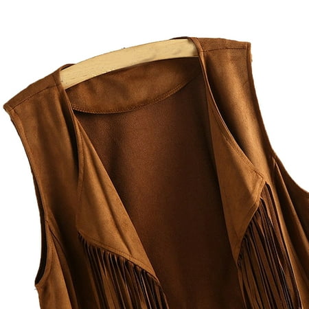 Us Army Fringed - Iuhan Women Autumn Winter Suede Ethnic Sleeveless Tassels Fringed Vest Cardigan