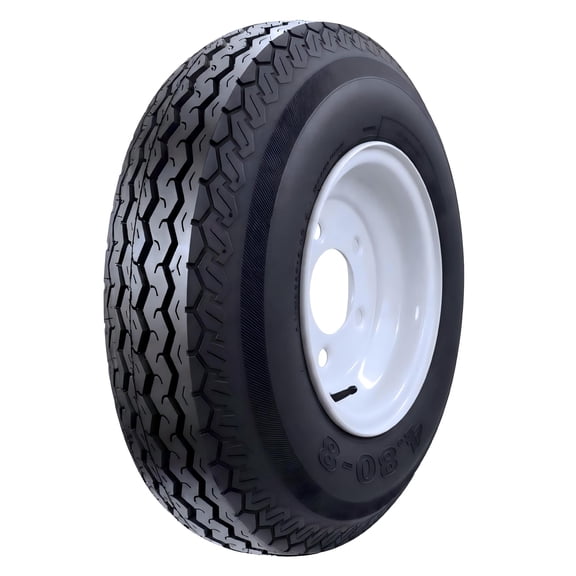 Hi-Run SU01 4.80-8 4PR Trailer Tire & 8X3.75 5-4.5 White Wheel Assembly