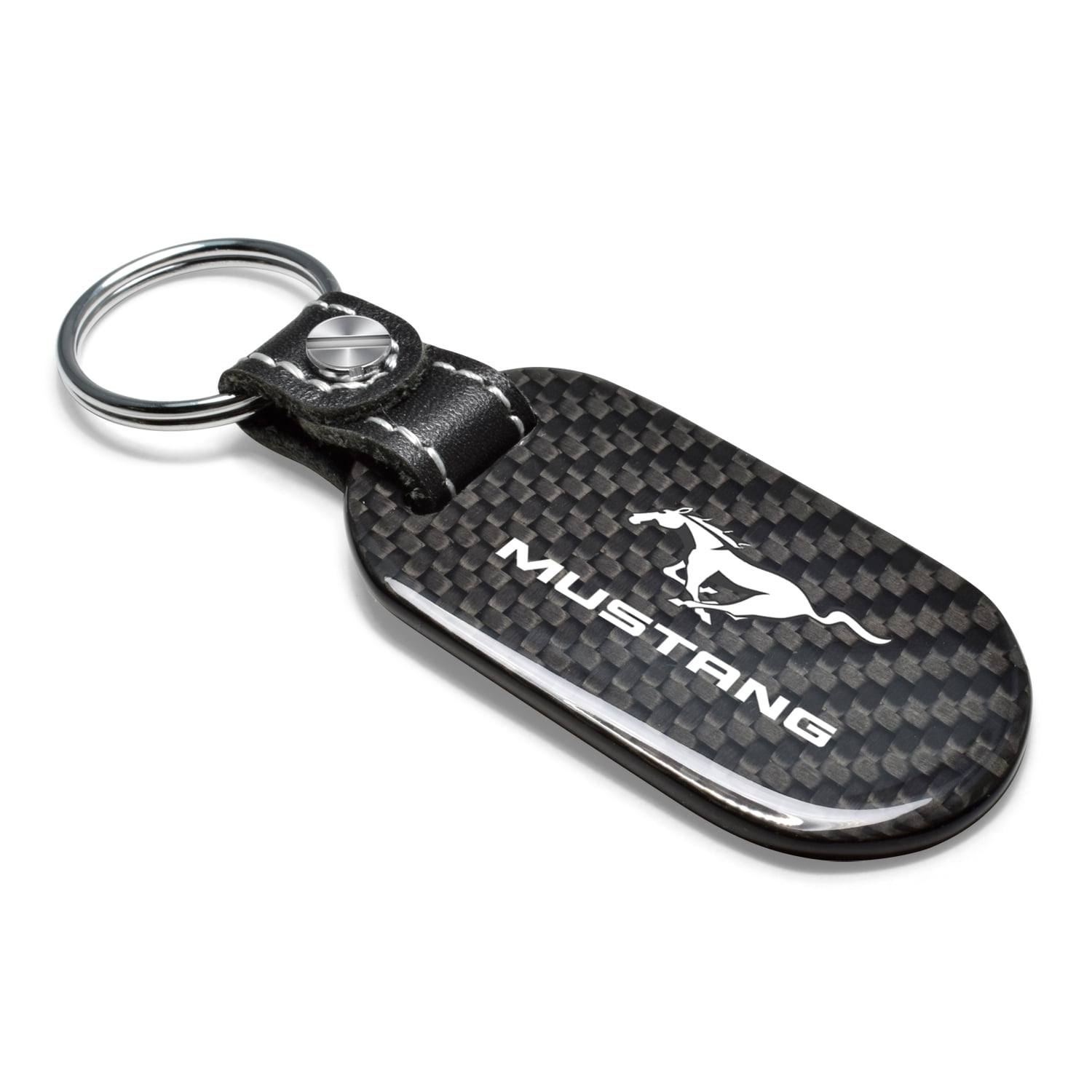 Ford Mustang 100% Real Black Carbon Fiber Tag Style Key Chain