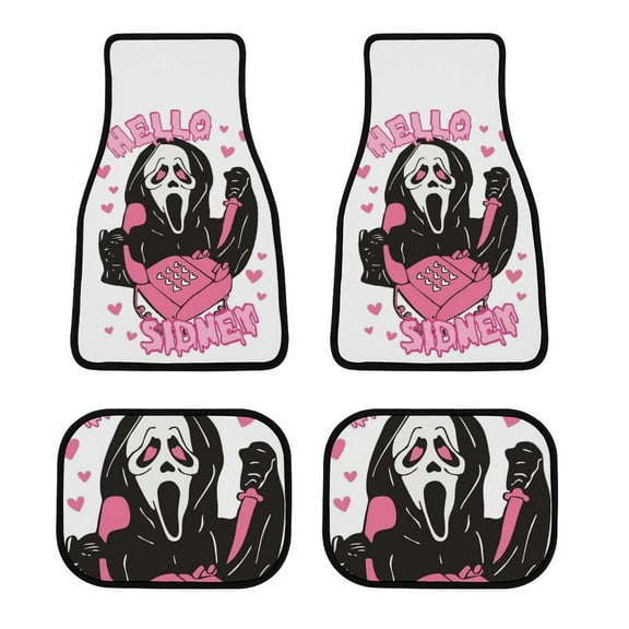 Scream Ghostface Car Floor Mats 4PC Set Anti Skid Vehicle Floor Mat Car Carpet for Front Rear Seats Universal Auto Interior Accessories