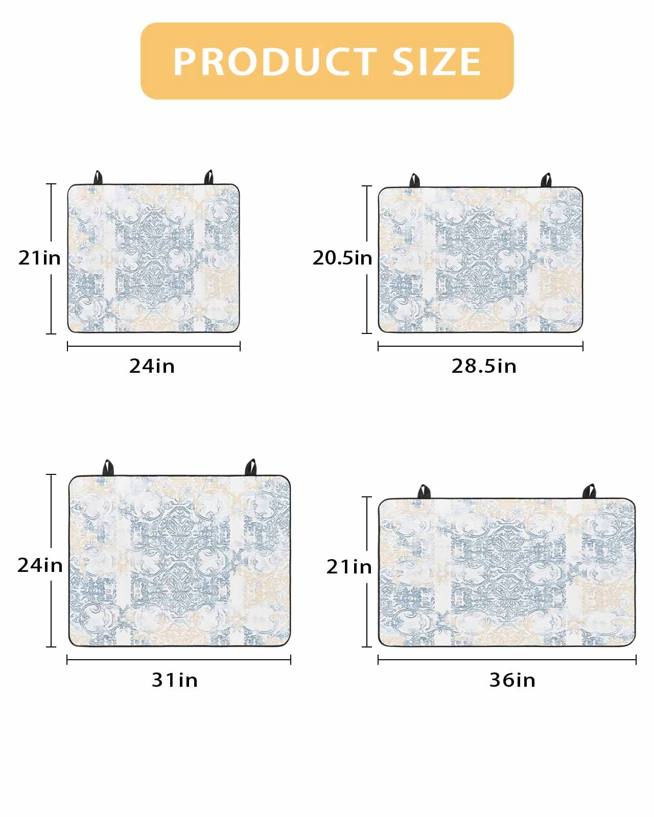 nqOlkjepod Large Induction Cooktop Protector Mat 36"x21", Vintage Yellow Blue Stove Top Covers for Electric Stove, Abstract Art Floral Decorative Stove Burner Cover Mats, Glass Top Stove Cover