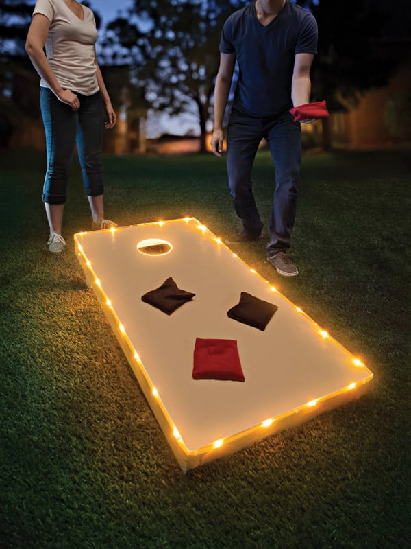 Tailgating Pros Premium Cornhole Board Edge Light Set w/Waterproof Battery Packs and Mounting Hardware 12 Foot LED Rope 5 Color Options