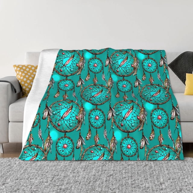 Balery Boho Dreamcatcher Manta de Franela con Dibujo, Lujo Ultra Suave y Cálido, Antipelusa y Resistente a las Arrugas para Cama, Sofá, Camping -50"x40"