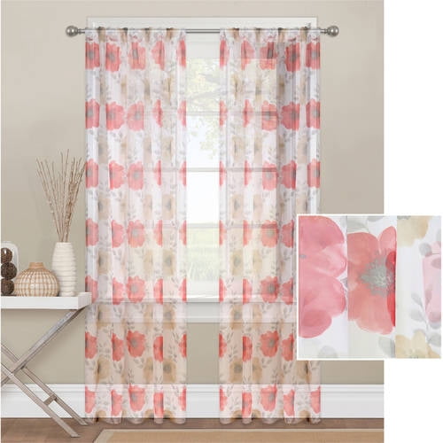Mainstays Sheer Blossom Window Curtain Panel - Walmart.com