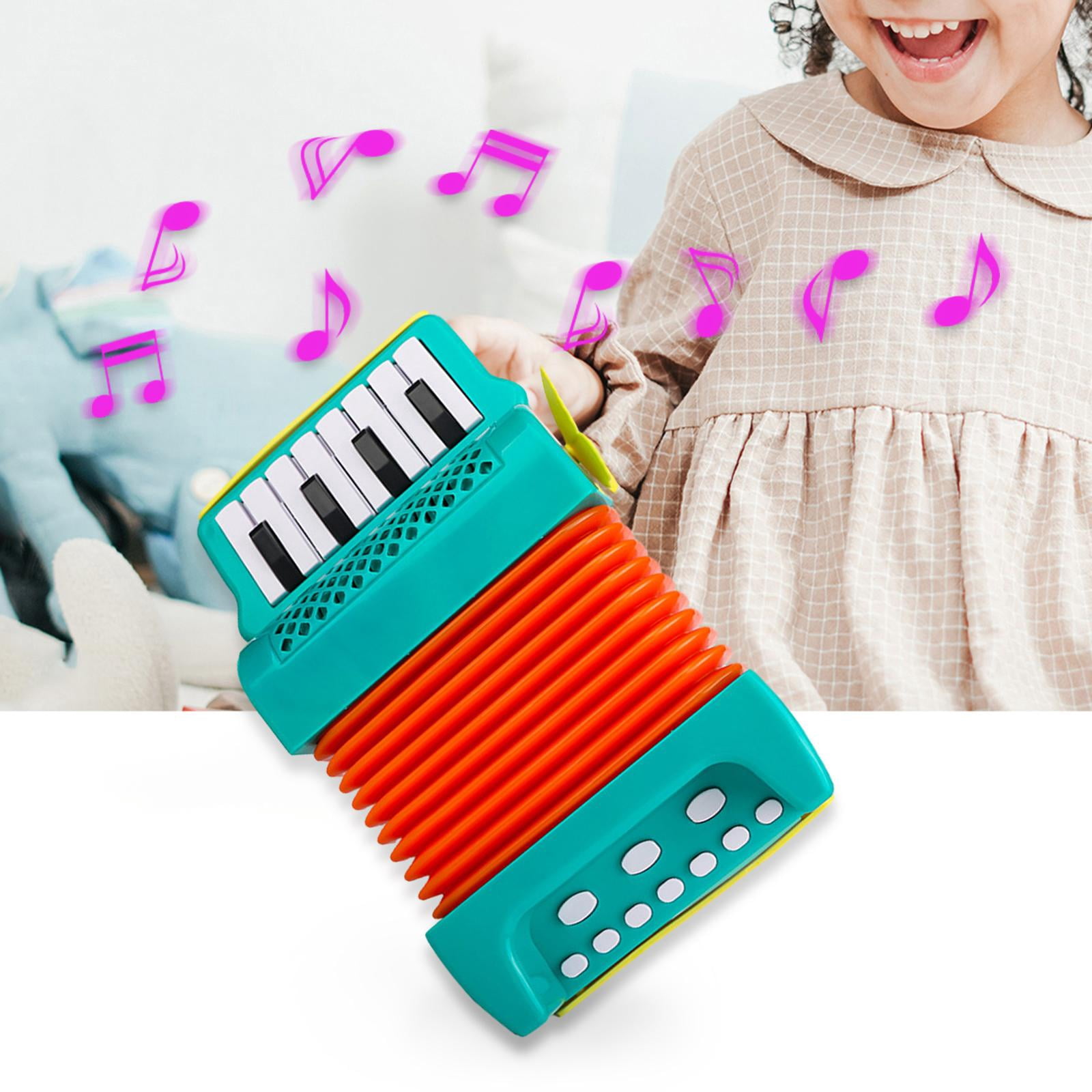LeeQinersw 10 Keys 8 Bass Piano Accordion Educational Toys Early Childhood Development Kids Green