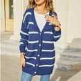 thumbnail image 2 of Caywon Women's Fashion Casual Striped Cardigan Button Sweater Knitted Tops Long Sleeve Soft Basic Knit Cardigan Sweater Casual Long Sleeve Tops Blue XL, 2 of 8