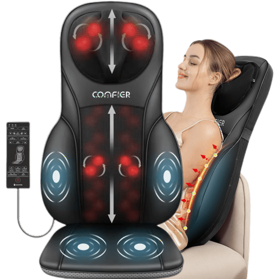 Comfier Shiatsu Back Massager with Heat,Deep Kneading Neck and Back Massager,Massage Cushion,Massage pad for chair