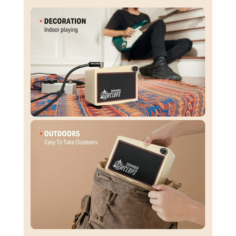 Donner Mini Guitar Amp Digital, 5W Wireless Small Electric Guitar  Amplifier, Cyclops Guitar Portable Practice Amp with 7 Amp Models 3 Types  Effects: