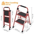 thumbnail image 2 of KK KINGRACK Folding Step Stool, 2-Step Household Steel Ladders with Handgrip, 330lbs Capacity (Red), 2 of 8