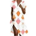 thumbnail image 2 of Ovzne Robes d'Été pour Femmes Robe pour Femme Mode Femmes Imprimé Fleuri Col en V Manches Courtes Robe Ample et Confortable Robe de Vacances Manches Courtes Imprimée Liquidation, 2 of 6
