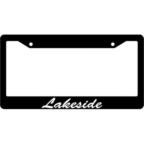 Lakeside Script Black Plastic License Plate Frame EBS